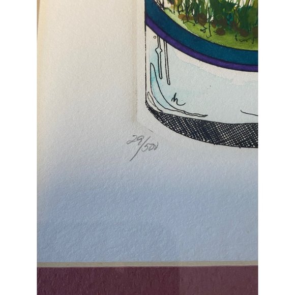 Darlene Hardie Cow Milk Bottle Etching Print Colored Framed Signed‎ Farmhouse - Picture 4 of 11